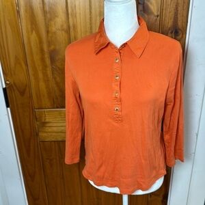 Lauren Ralph Lauren Orange Polo Shirt Vibrant Casual Style size L